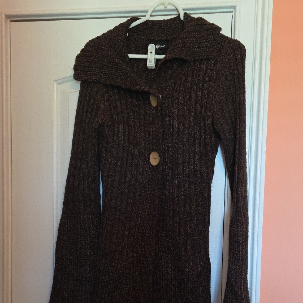 It's Our Time Dark Brown Cardigan with Button Accents